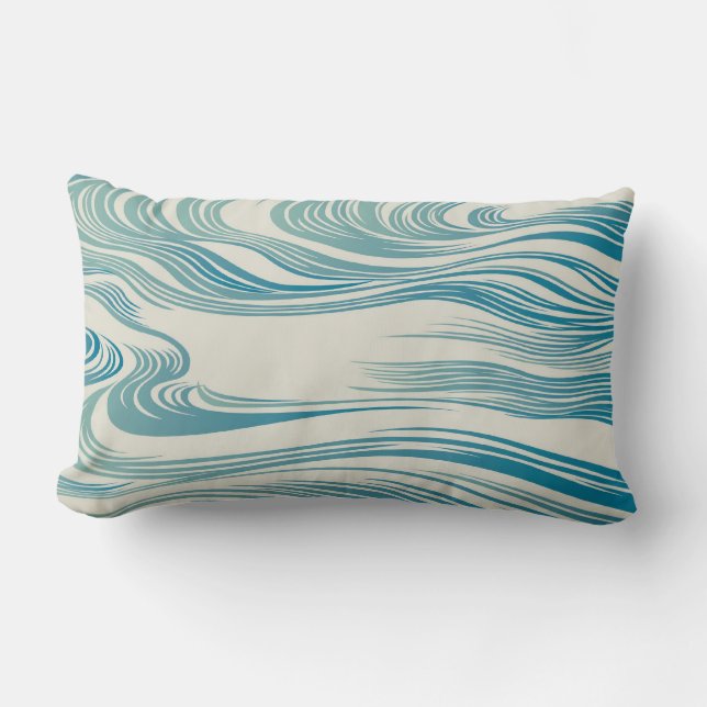 Japanese Traditional Wave Pattern Lumbar Cushion (Front)