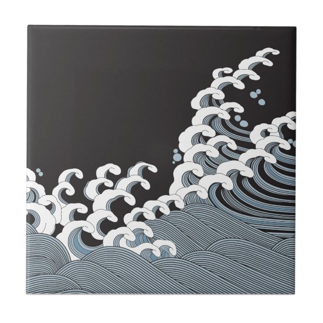 Japanese Traditional Wave Pattern Tile (Front)