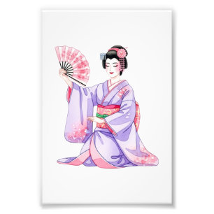 Japanese Traditional Woman Art Sticker Elegant Ill Photo Print