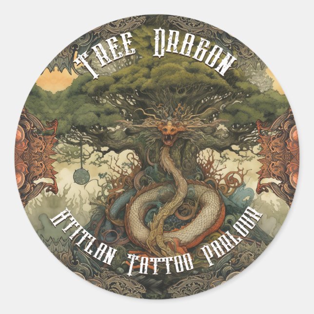 Japanese Tree Dragon Bonsai Tree AI Art Classic Round Sticker (Front)