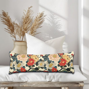 Japanese Ukiyo-E Art Floral Pattern Body Cushion