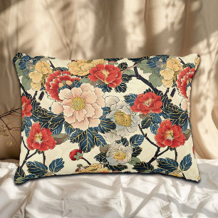 Japanese Ukiyo-E Art Floral Pattern Decorative Cushion
