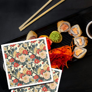Japanese Ukiyo-E Art Floral Pattern Napkin