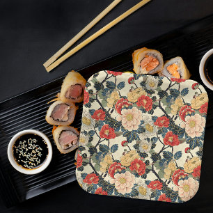Japanese Ukiyo-E Art Floral Pattern Paper Plate