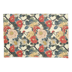 Japanese Ukiyo-E Art Floral Pattern Pillowcase