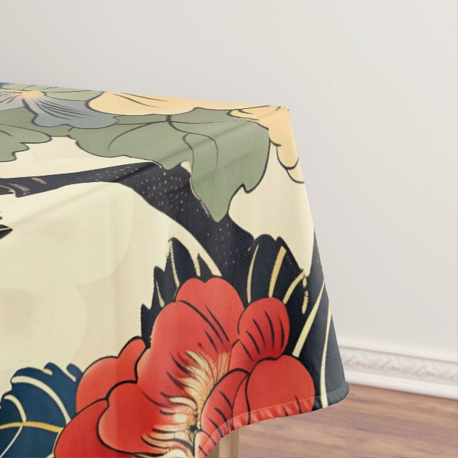 Japanese Ukiyo-E Art Floral Pattern Tablecloth (In Situ)
