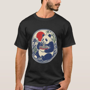 Japanese Ukiyo-e Art Panda Eating Ramen Noodles T-Shirt