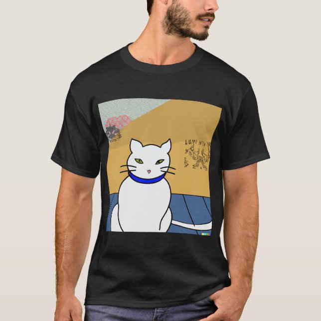 Japanese Ukiyo-e Cat Original Artwork T-Shirt (Front)