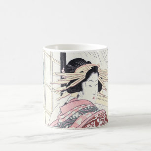 Japanese Ukiyo-e Courtesan with Hair Ornaments Coffee Mug