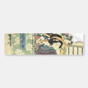 japanese ukiyo-e garden traditional kimono geisha bumper sticker