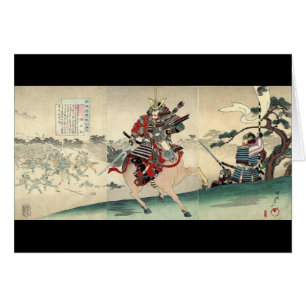 Japanese ukiyo-e horseback knight warrior samurai