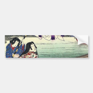 japanese ukiyo-e landscape kimono geisha bumper sticker