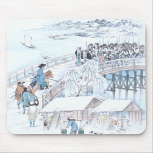 Japanese Ukiyo-e of 47 Ronin on the Ryogoku Bridge Mouse Pad