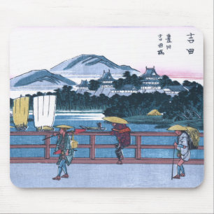 Japanese Ukiyo-e of Yoshida Bridge by Hiroshige Mouse Pad