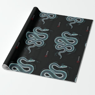 Japanese ukiyo e style snake art wrapping paper