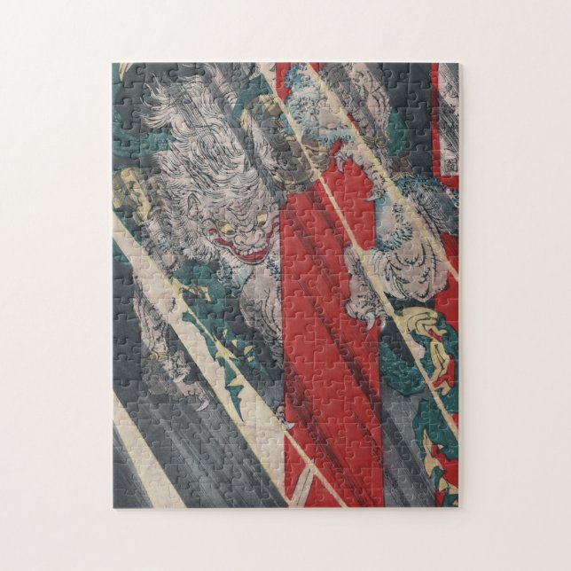 Japanese Ukiyo-e Yokai Ibaraki Demon by Yoshitoshi Jigsaw Puzzle (Vertical)