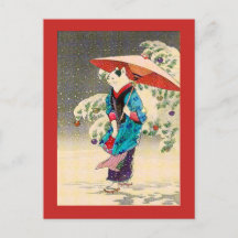 Japanese ukiyoe cat christmas