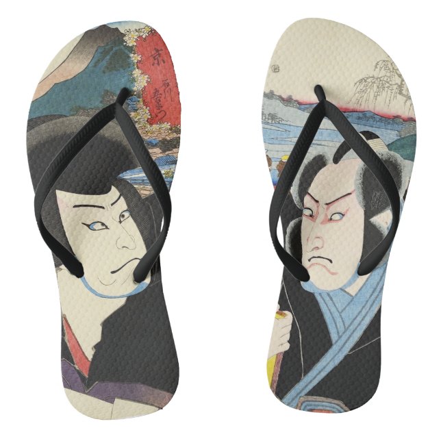 Japanese Ukiyoe Painting Thongs (Footbed)