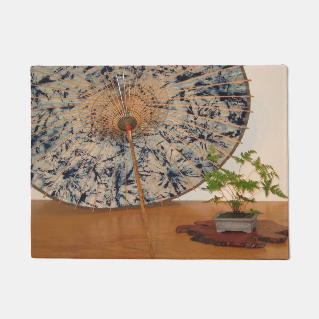 Japanese Umbrella and Bonsai Tree Washington DC Doormat (Front)