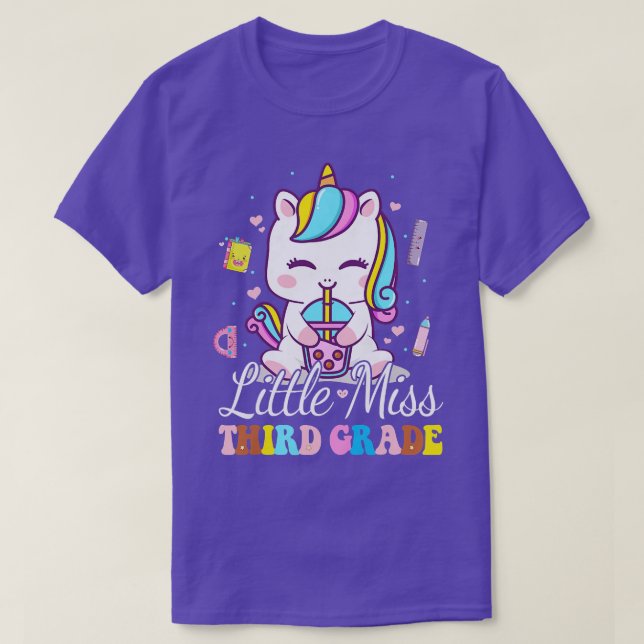Japanese Unicorn Kawaii Boba Tea Little Miss Third T-Shirt (Design Front)