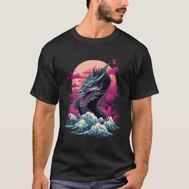 Japanese Vaporwave Tokyo Dragon Asian Retro 80Â€™S T-Shirt (Front)