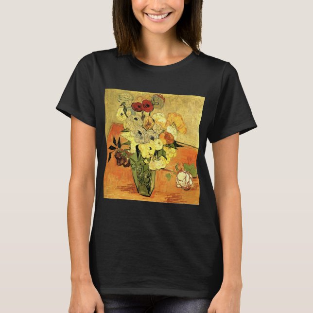 Japanese Vase, Roses, Anemones by Vincent van Gogh T-Shirt (Front)