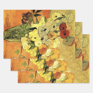 Japanese Vase, Roses, Anemones by Vincent van Gogh Wrapping Paper Sheet