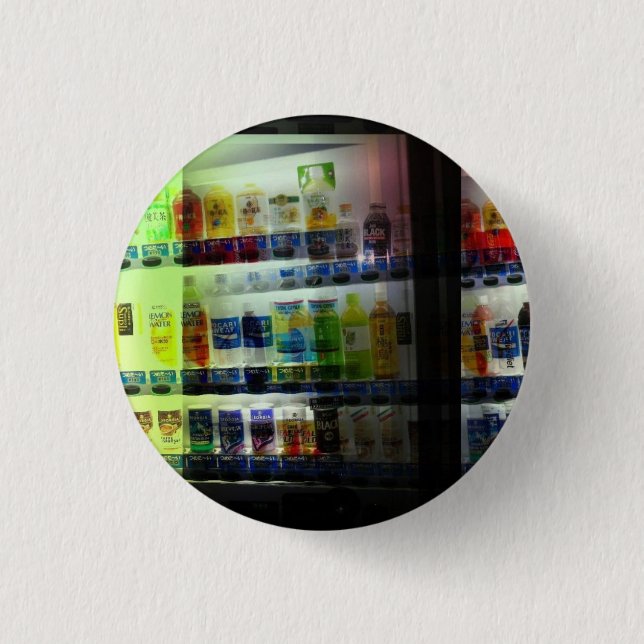 Japanese vending machine 3 cm round badge (Front)