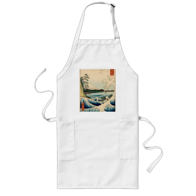 Japanese Vintage Art Sea of Satta Hiroshige Long Apron (Front)