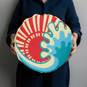 Japanese vintage design Japan style  Round Cushion