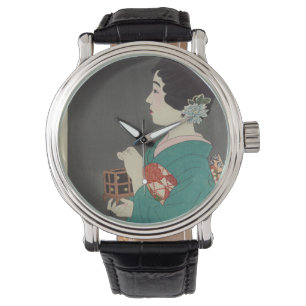 Japanese Vintage Image of Woman and Firefly Cage Watch