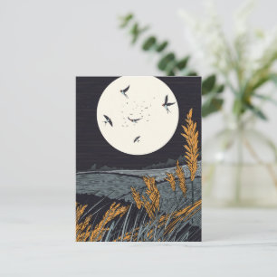 Japanese Vintage Landscape At Night Postcard