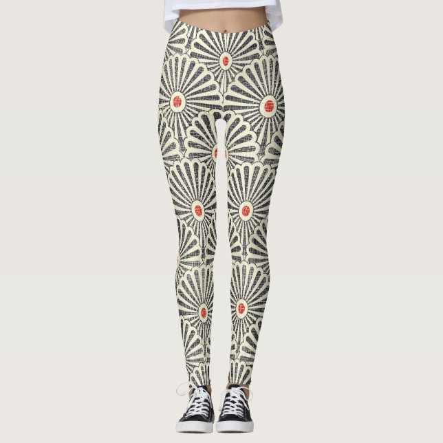 Japanese vintage pattern, seamless texture. leggings (Front)