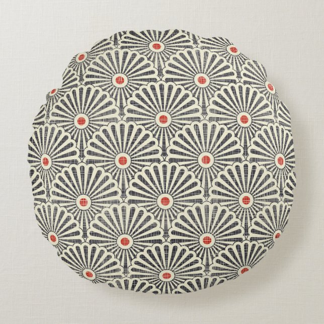 Japanese vintage pattern, seamless texture. round cushion (Front)