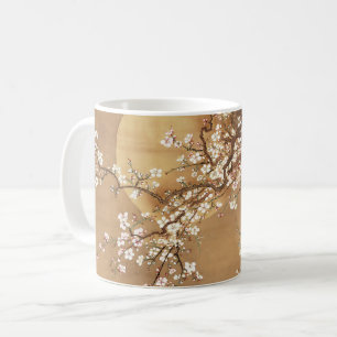 Japanese vintage plum blossoms in moonlight coffee mug