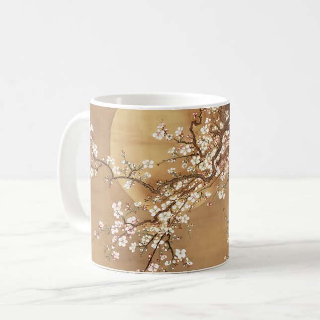 Japanese vintage plum blossoms in moonlight coffee mug (Front Left)