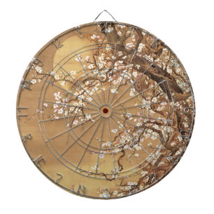 Japanese vintage plum blossoms in moonlight dartboard