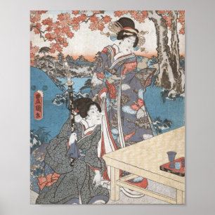 Japanese vintage ukiyo-e geisha poster