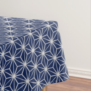 Japanese wagara asanoha geometric blue white decor tablecloth