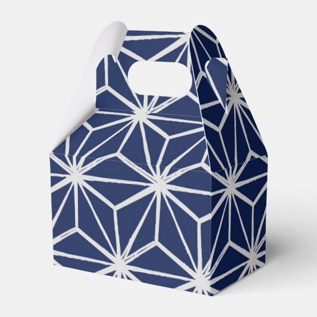 Japanese wagara asanoha geometric blue white favour box (Front Side)