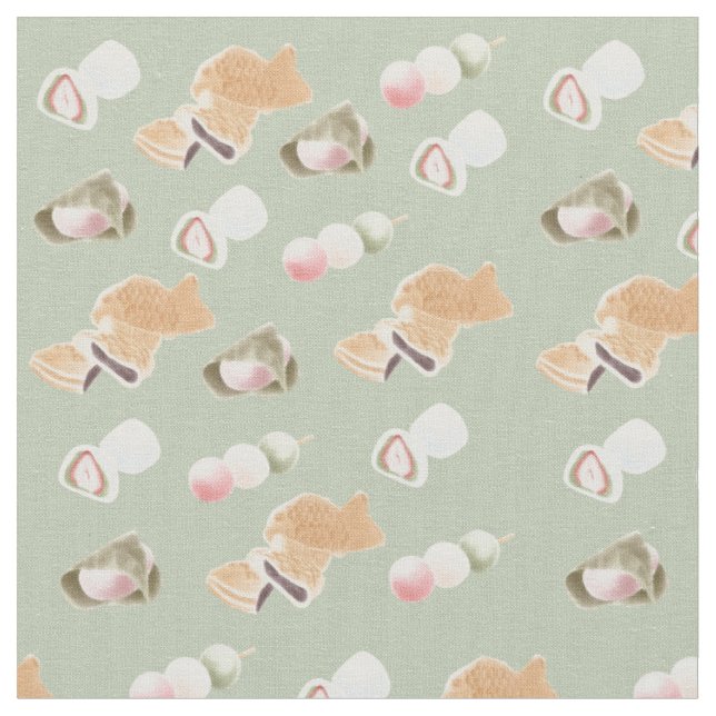 Japanese Wagashi Pattern Fabric (Close Up)