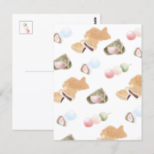 Japanese Wagashi Pattern Postcard