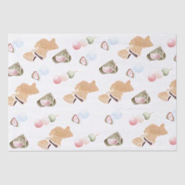 Japanese Wagashi Pattern  Tissue Paper (Front)