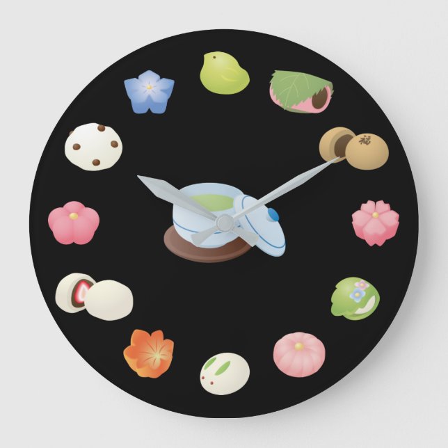 Japanese Wagashi Sweets Large Clock (Front)