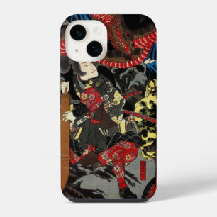 Japanese warrior fighting giant snake iPhone 14 case