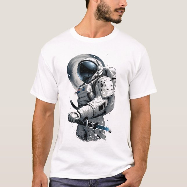 Japanese Warrior in Astronaut Suit T-Shirt (Front)