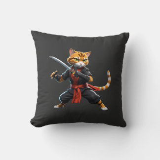 Japanese Warrior Ninja Cat T-Shirt Cushion