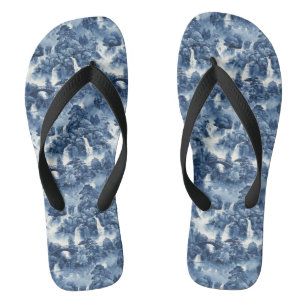 Japanese water garden in a blue white porcelain thongs