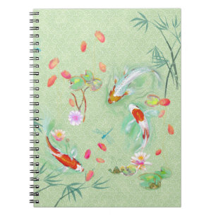 Japanese Water Garden on Light Green Notebook