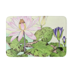 Japanese Water Lily Bloom Bath Mat